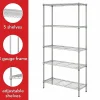Lorell Light-Duty Wire Shelving, 5 Tier(s), 72"H x 36"W x 14"D, Floor, Epoxy, Silver, Plastic, Metal, Steel