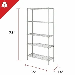Lorell Light-Duty Wire Shelving, 5 Tier(s), 72