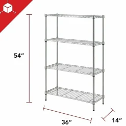 Lorell Light-Duty Wire Shelving, 4 Tier(s), 54
