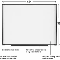 Lorell® Magnetic Dry-Erase Whiteboard Combo Board, 48" x 36", Aluminum Frame With Black Finish