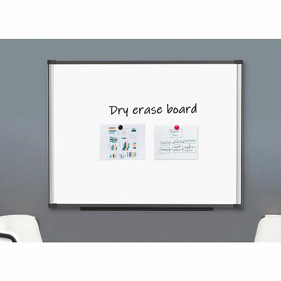 Lorell® Magnetic Dry-Erase Whiteboard Combo Board, 48" x 36", Aluminum Frame With Black Finish