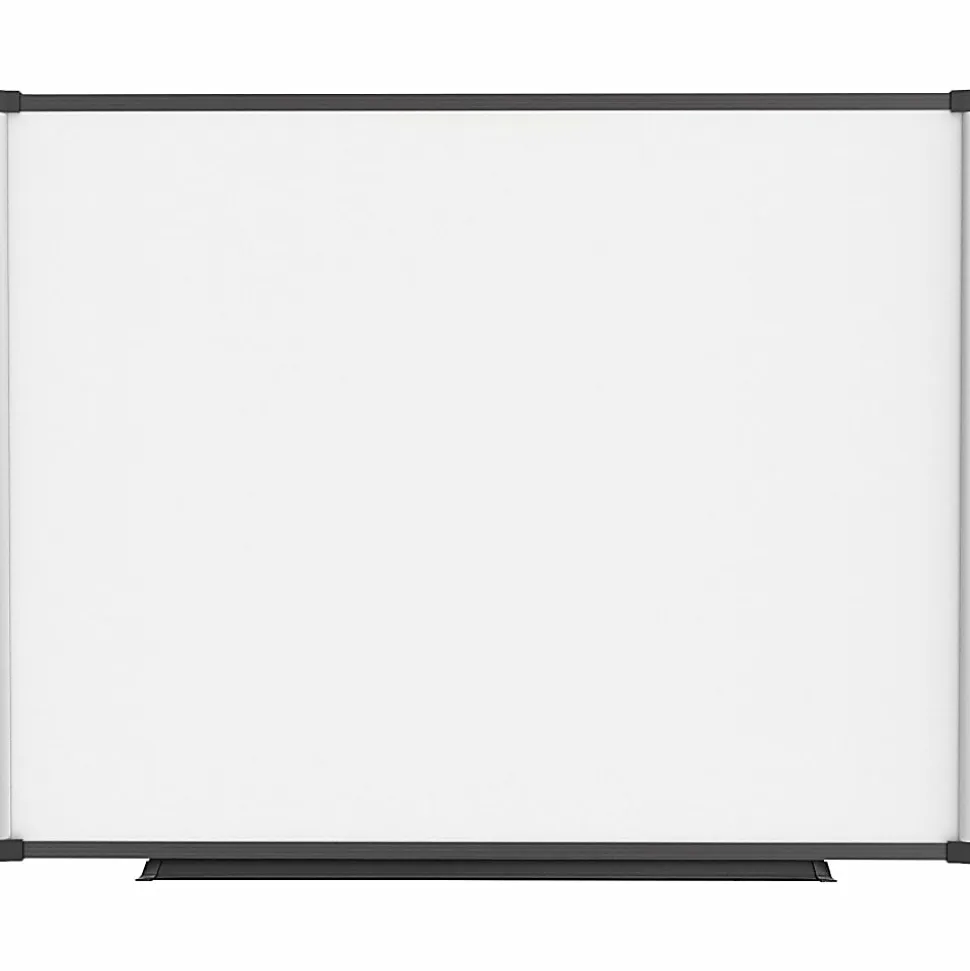 Lorell® Magnetic Dry-Erase Whiteboard Combo Board, 48" x 36", Aluminum Frame With Black Finish