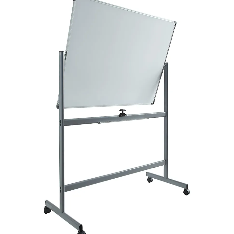 Lorell® Magnetic Dry-Erase Whiteboard Easel, 48" x 72", Aluminum Frame With Silver Finish