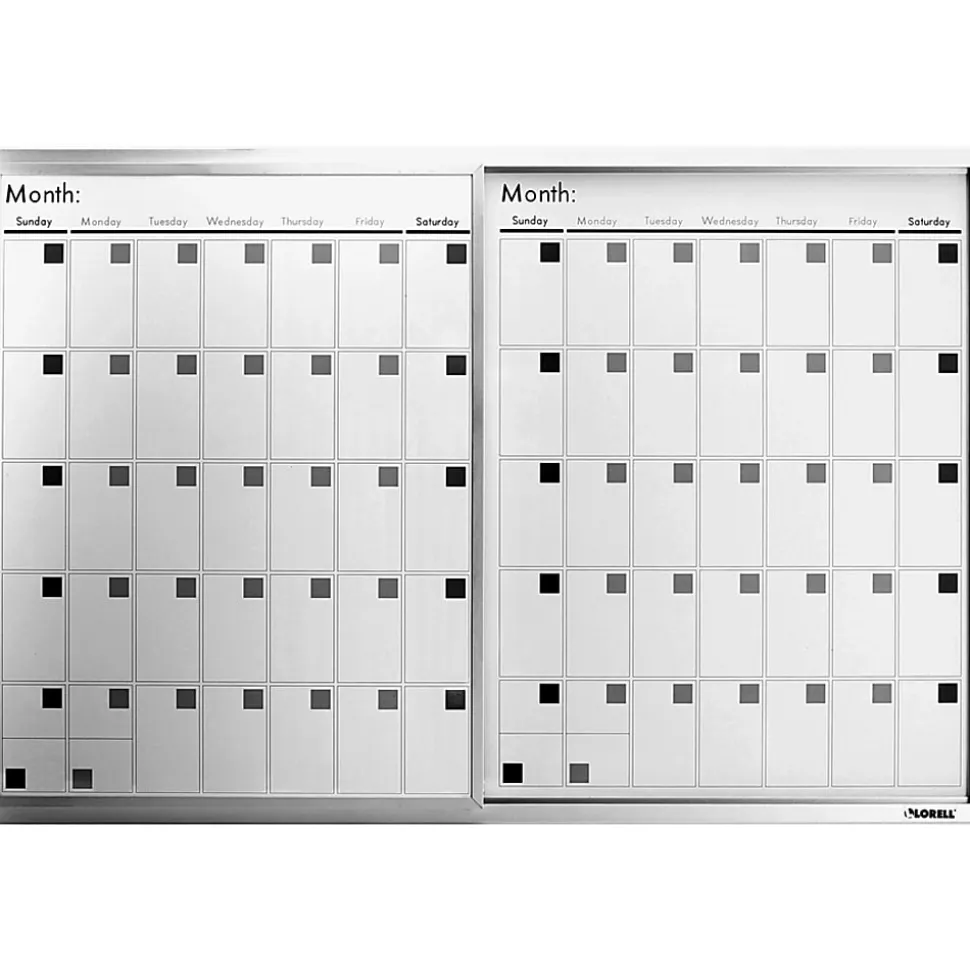 Lorell® Magnetic Unframed Dry-Erase Calendar Whiteboard, 36" x 24", Frost