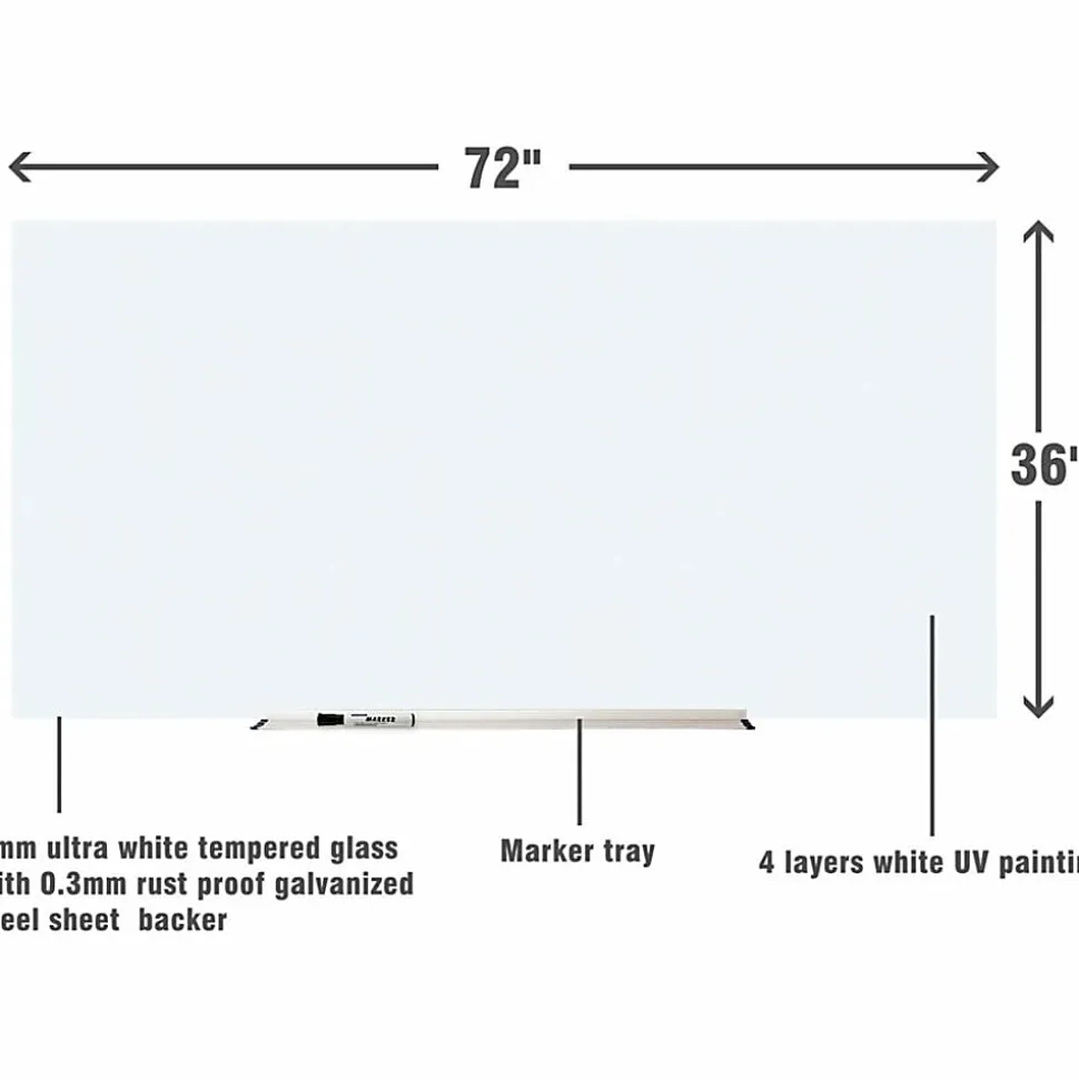 Lorell® Magnetic Unframed Dry-Erase Bulletin Whiteboard, 72" x 36", White