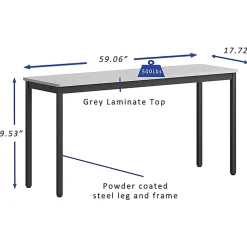 Lorell® Melamine/Steel Utility Table, 30"H x 60"W x 18-1/8"D, Gray/Black