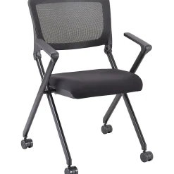 Lorell® Mesh Back Nesting Chairs, With Arms, Black, Set Of 2 Chairs