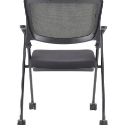Lorell® Mesh Back Nesting Chairs, With Arms, Black, Set Of 2 Chairs