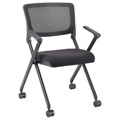 Lorell® Mesh Back Nesting Chairs, With Arms, Black, Set Of 2 Chairs