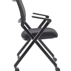 Lorell® Mesh Back Nesting Chairs, With Arms, Black, Set Of 2 Chairs