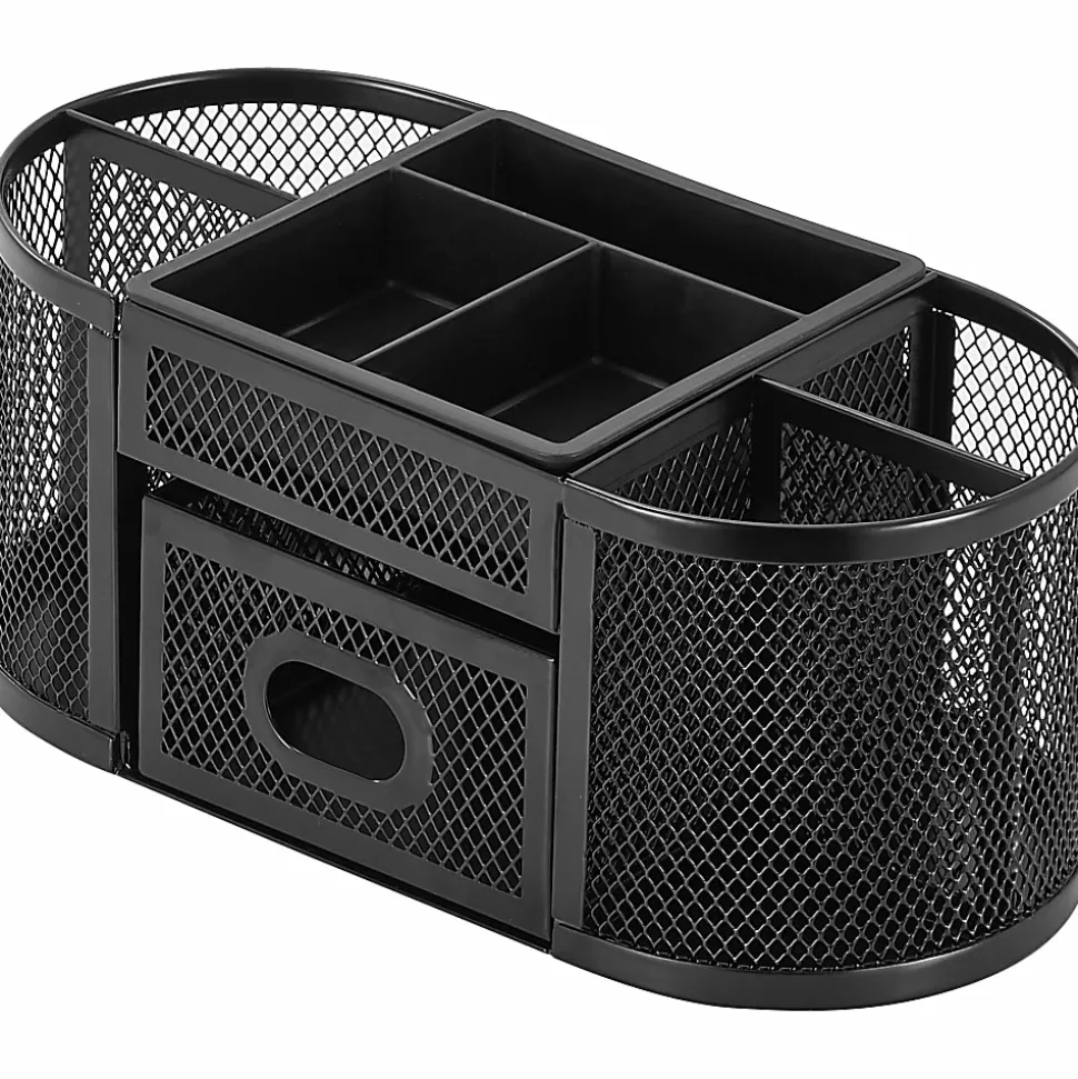 Lorell® Mesh Deluxe Desktop Organizer, Black
