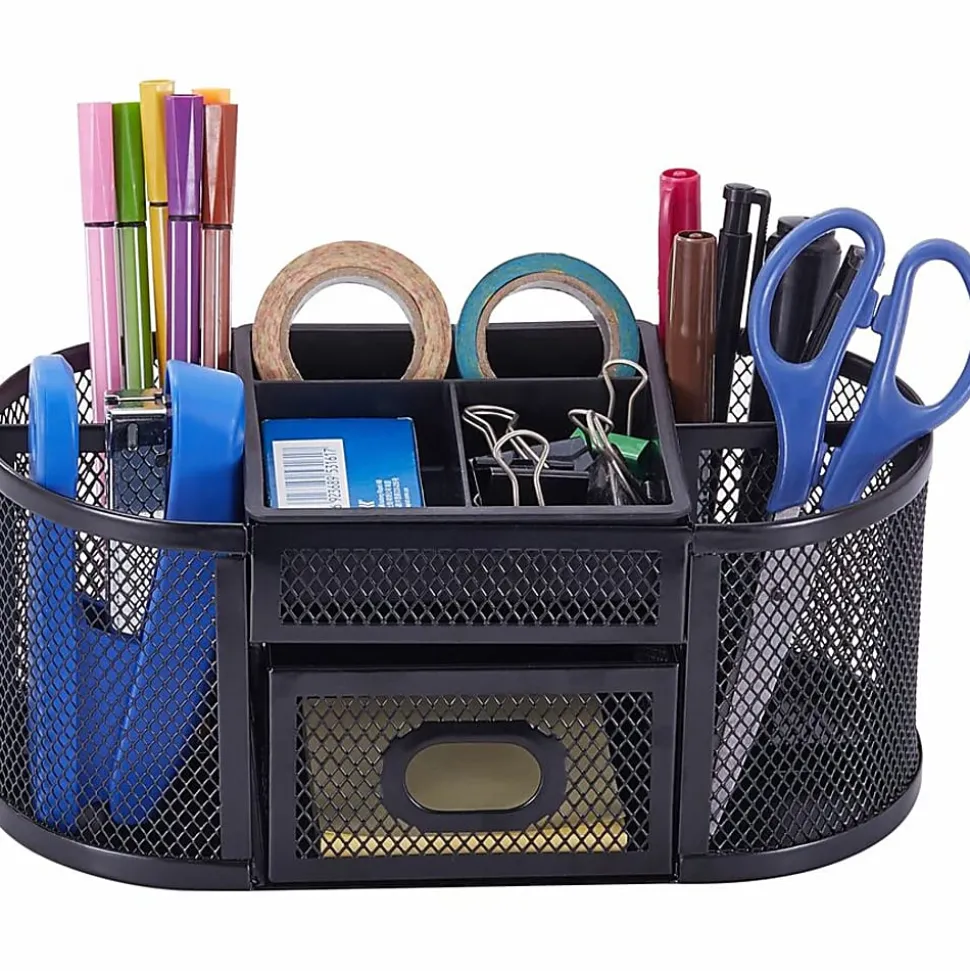 Lorell® Mesh Deluxe Desktop Organizer, Black