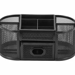 Lorell® Mesh Deluxe Desktop Organizer, Black
