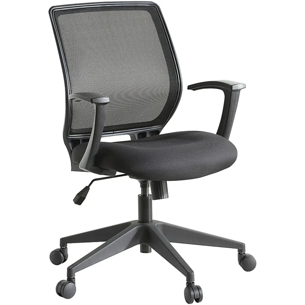 Lorell® Mesh Mid-Back Office Chair, Black