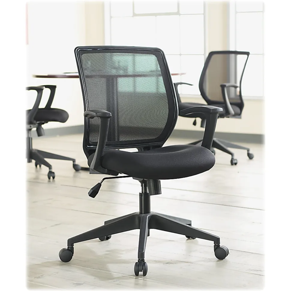 Lorell® Mesh Mid-Back Office Chair, Black