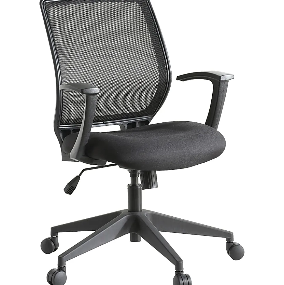Lorell® Mesh Mid-Back Office Chair, Black