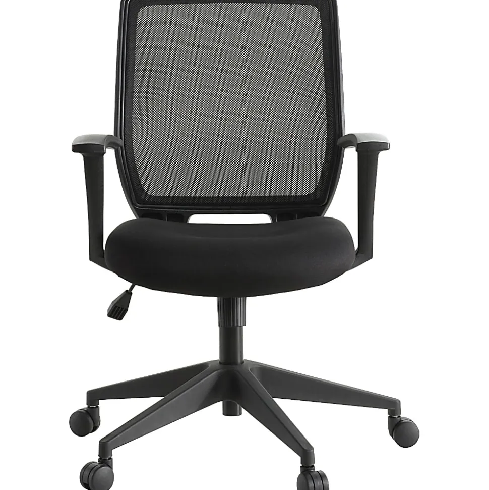Lorell® Mesh Mid-Back Office Chair, Black