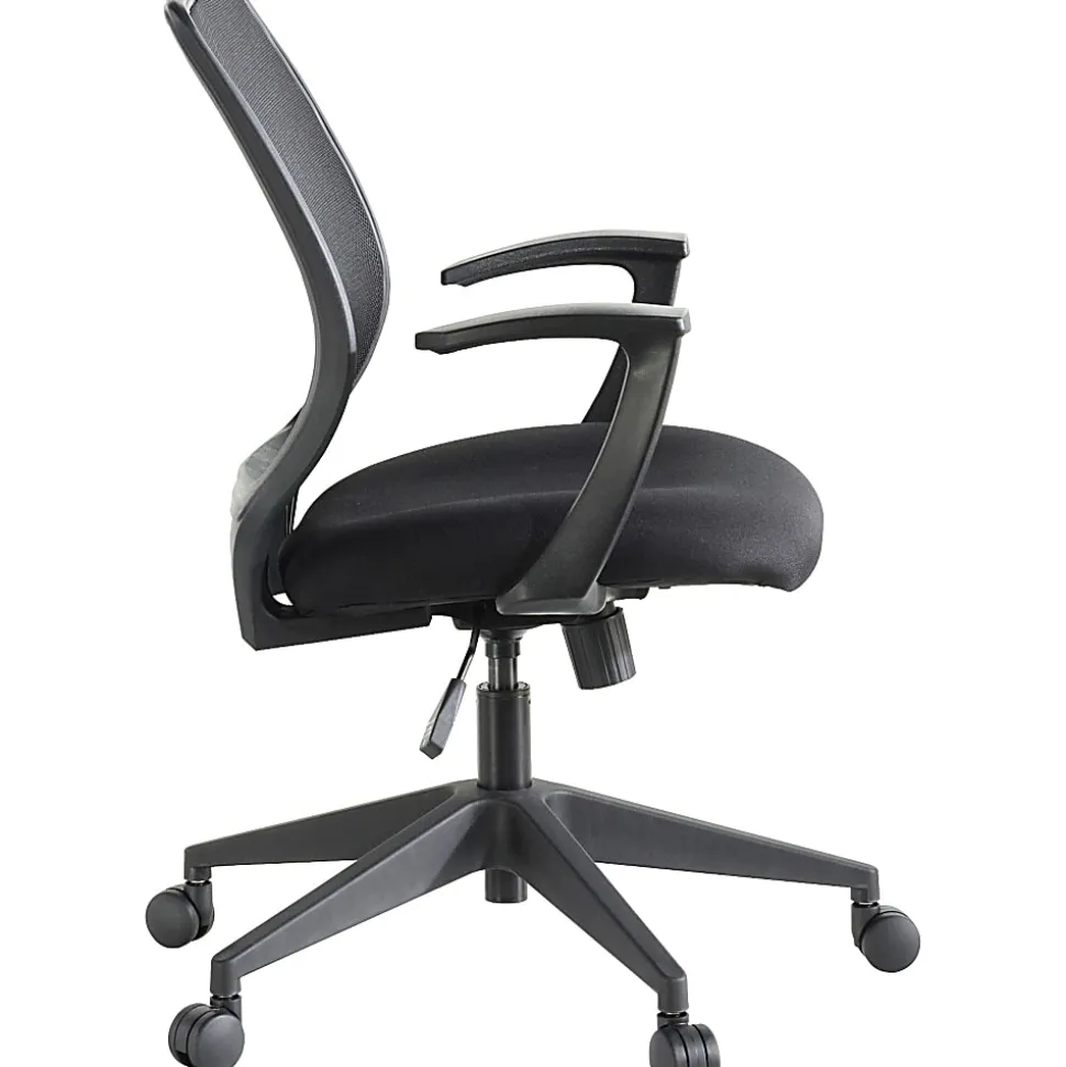 Lorell® Mesh Mid-Back Office Chair, Black
