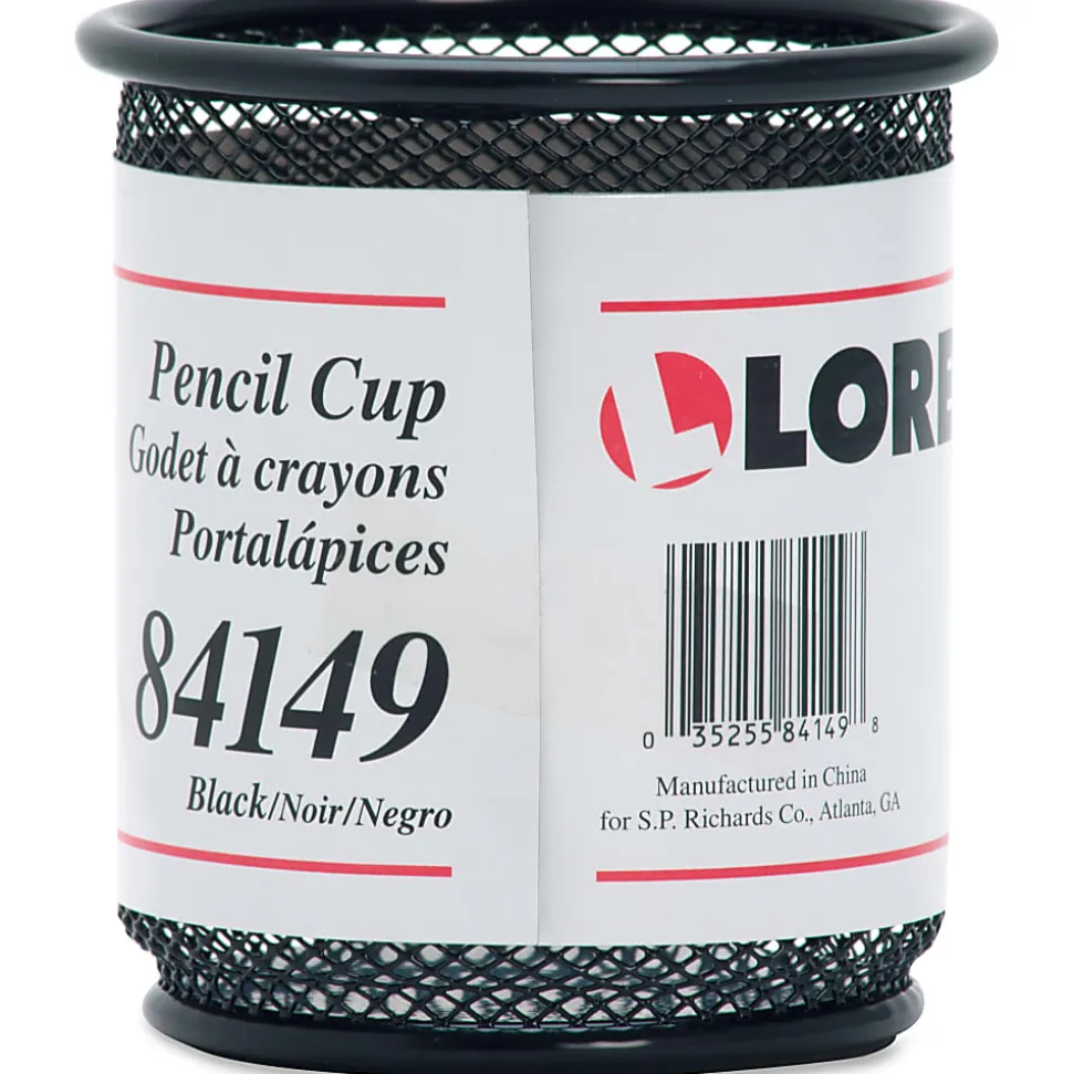 Lorell® Mesh Pencil Cup, 3 1/2"H, Black