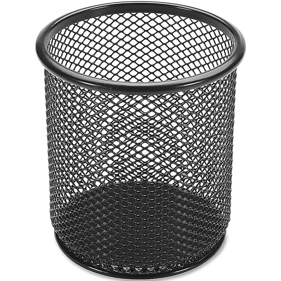 Lorell® Mesh Pencil Cup, 3 1/2"H, Black