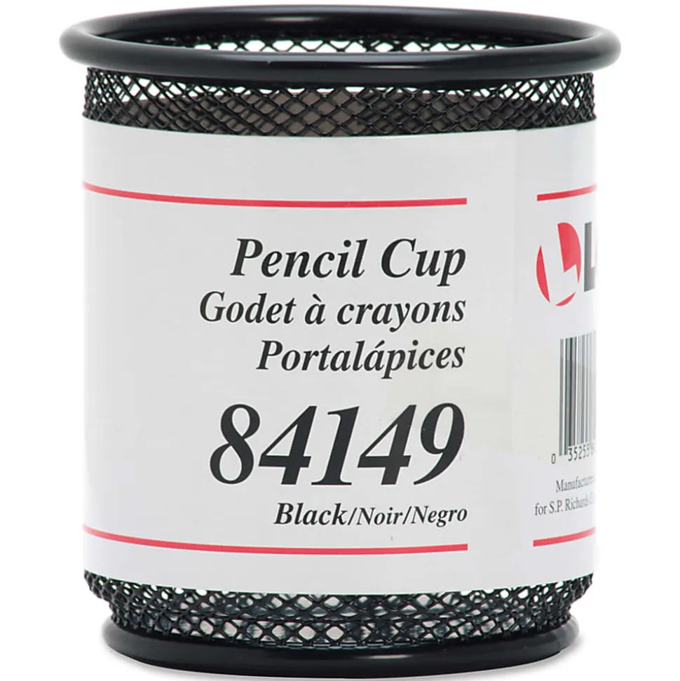 Lorell® Mesh Pencil Cup, 3 1/2"H, Black