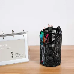LorellĀ® Mesh Pencil Cup, 6"H, Black