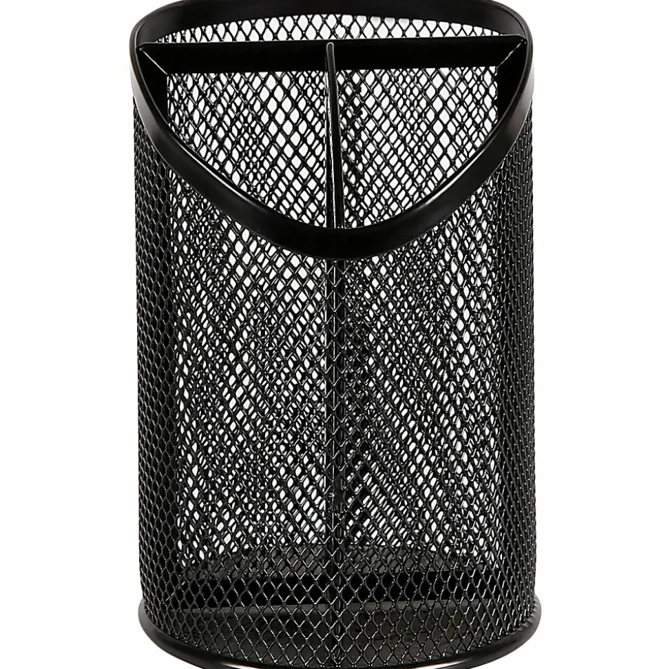 Lorell® Mesh Pencil Cup, 6"H, Black