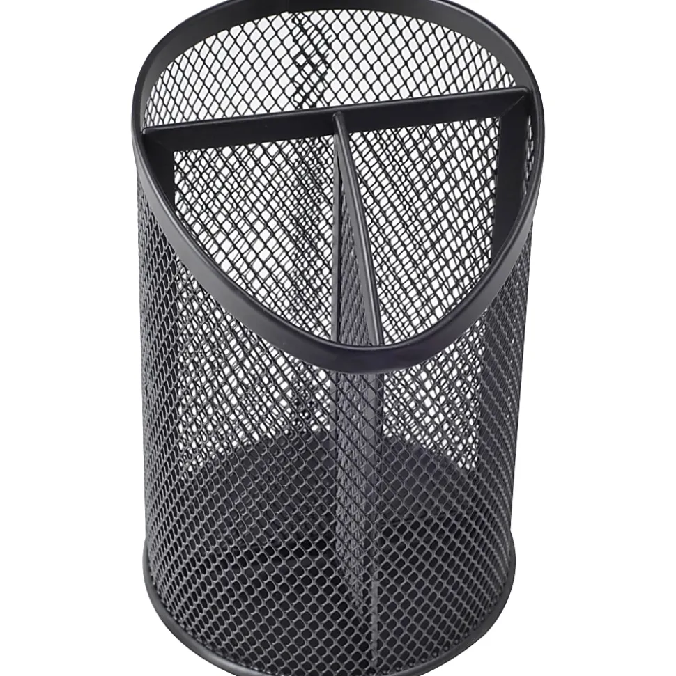 Lorell® Mesh Pencil Cup, 6"H, Black