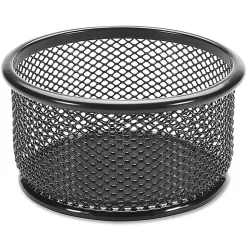 Lorell® Mesh Round Paper Clip Holder, Black