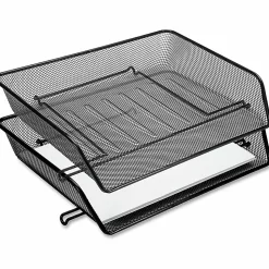 Lorell® Mesh Side-Loading Document Tray, Letter/Legal Size, Black, Set Of 2