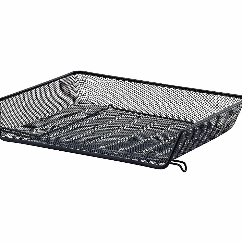 Lorell® Mesh Side-Loading Document Tray, Letter/Legal Size, Black, Set Of 2
