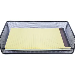 Lorell® Mesh Side-Loading Document Tray, Letter/Legal Size, Black, Set Of 2