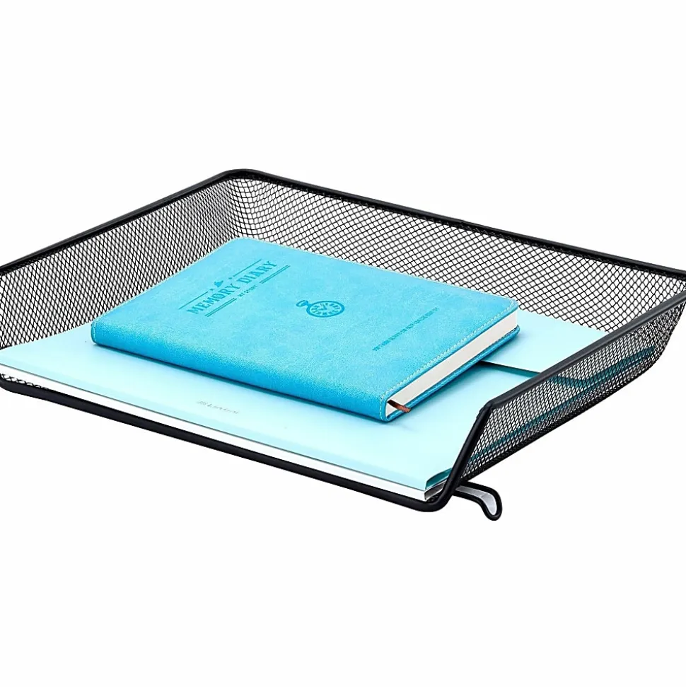 Lorell® Mesh Side-Loading Document Tray, Letter/Legal Size, Black, Set Of 2