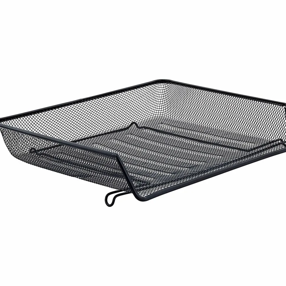 Lorell® Mesh Side-Loading Document Tray, Letter/Legal Size, Black, Set Of 2