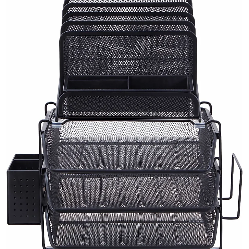 Lorell® Mesh 4-Tier Desk Organizer, Black
