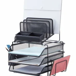 Lorell® Mesh 4-Tier Desk Organizer, Black