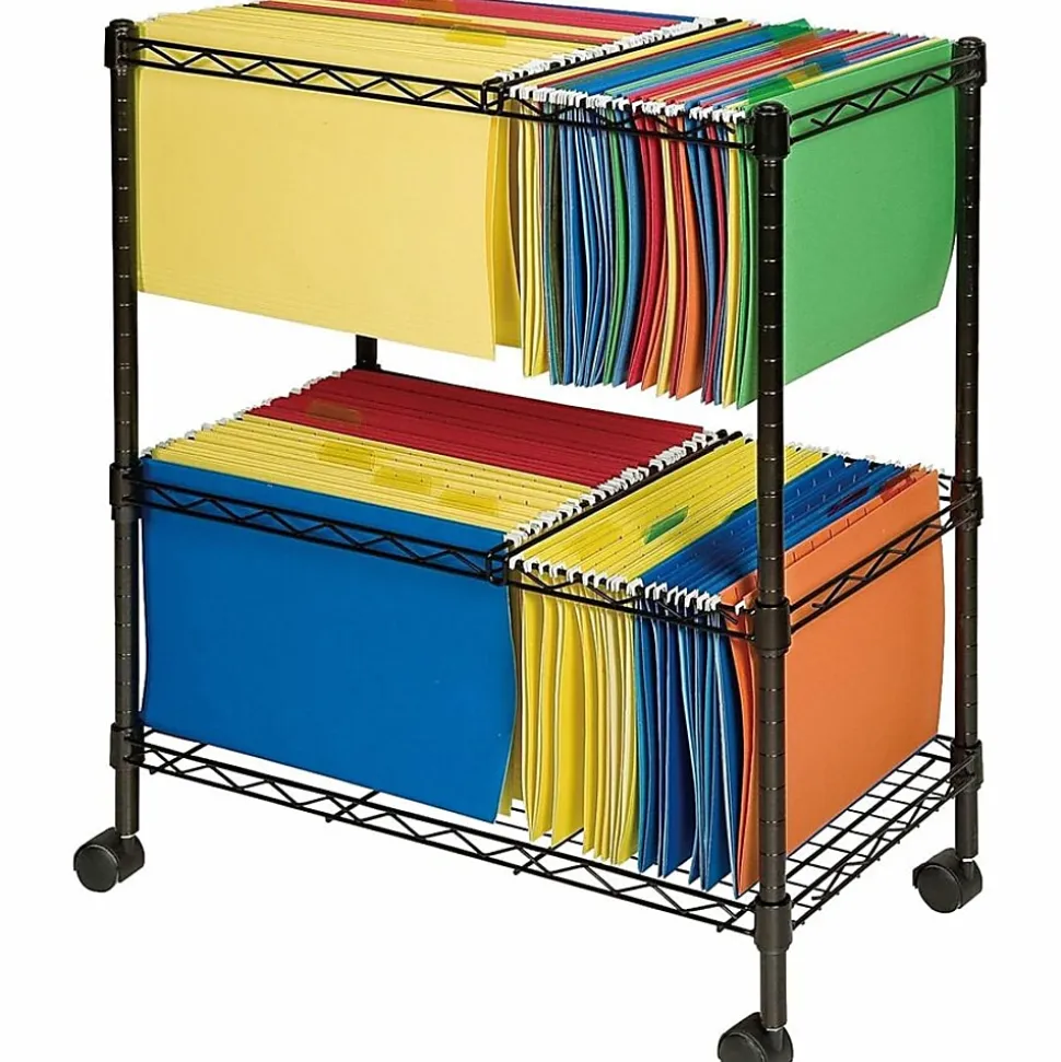 Lorell® Mobile Wire File Cart, 2-Tier, 26"W x 12-1/2"D x 30"H, Black