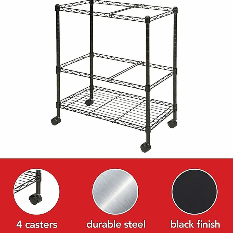 Lorell® Mobile Wire File Cart, 2-Tier, 26"W x 12-1/2"D x 30"H, Black