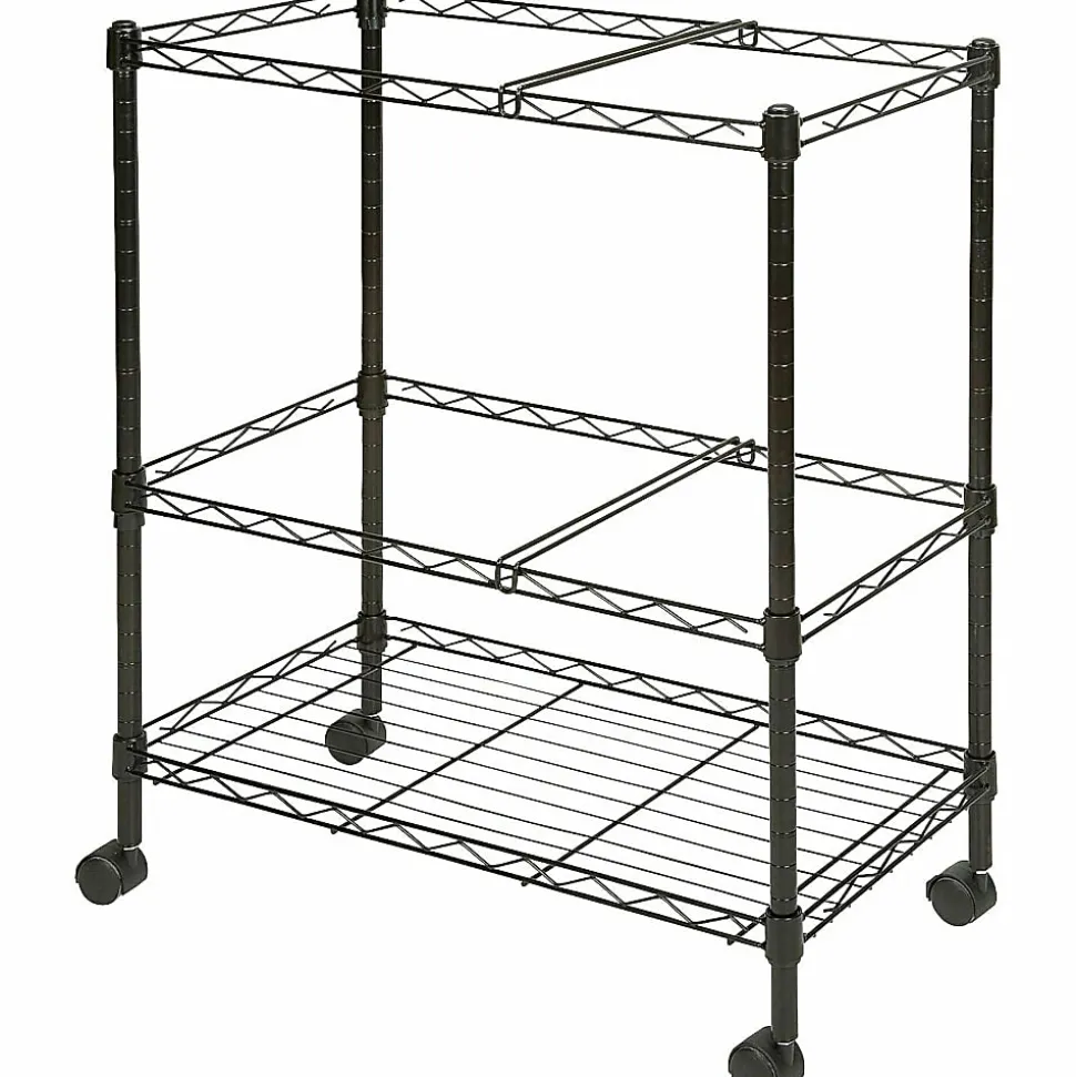 Lorell® Mobile Wire File Cart, 2-Tier, 26"W x 12-1/2"D x 30"H, Black