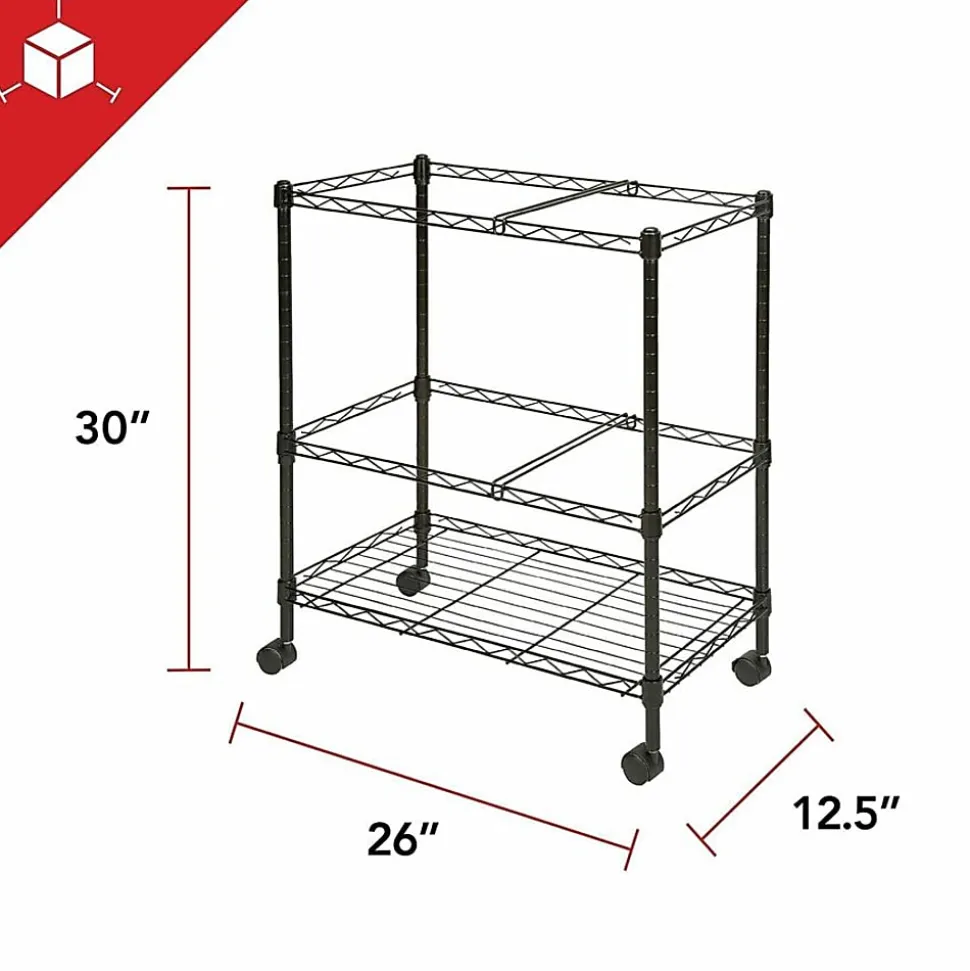 Lorell® Mobile Wire File Cart, 2-Tier, 26"W x 12-1/2"D x 30"H, Black