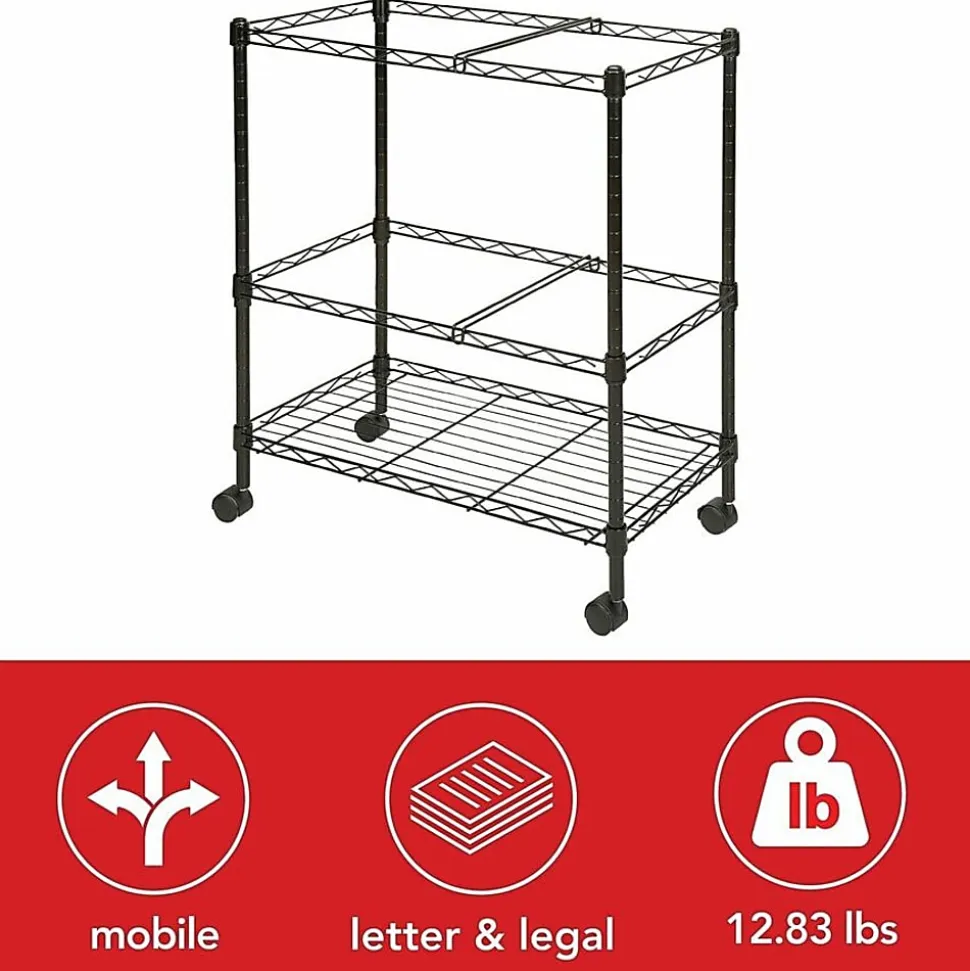 Lorell® Mobile Wire File Cart, 2-Tier, 26"W x 12-1/2"D x 30"H, Black