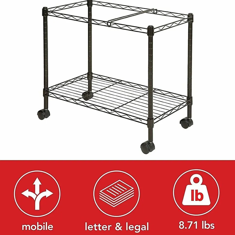 Lorell® Mobile Wire File Cart, 12-7/8"W x 25-13/16"D x 20-1/2"H, Black