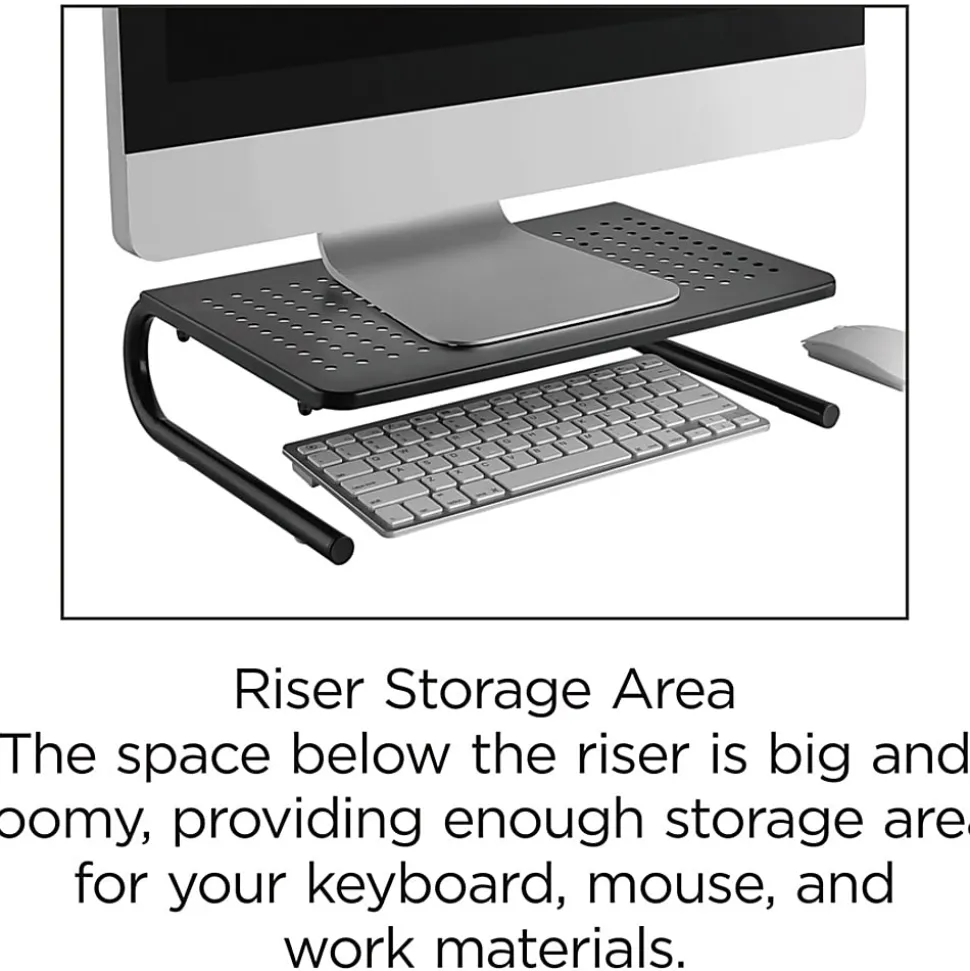 Lorell Monitor/Laptop Stand - 20 lb Load Capacity - 5.50"x14.50" Depth - Desktop - Steel - Black - - 18330