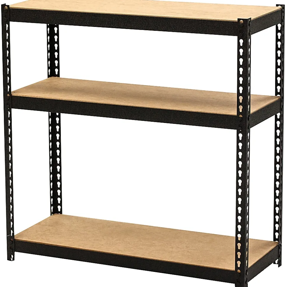 Lorell Narrow Steel Shelving, 30"H x 30"W x 12"D, Recycled, Black, Steel, 1Each
