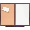 Lorell® Non-Magnetic Melamine Dry-Erase Whiteboard Cork Combo Board, 24" x 18", Mahogany Wood Frame