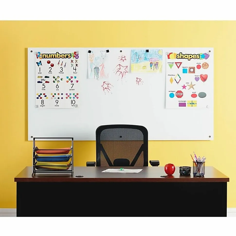 Lorell® Non-Magnetic Unframed Dry-Erase Glass Whiteboard, 48" x 36", Frost