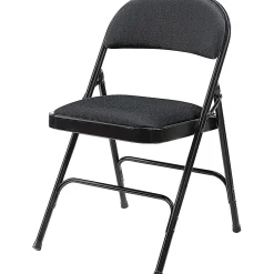 Lorell® Padded Seat Steel Folding Chair, Black, Set Of 4