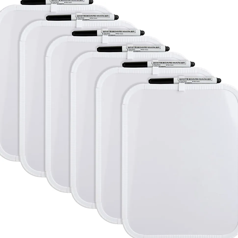 Lorell® Personal Dry-Erase Whiteboards, 11" x 8 1/2", Plastic Frame With White Finish, Pack Of 6