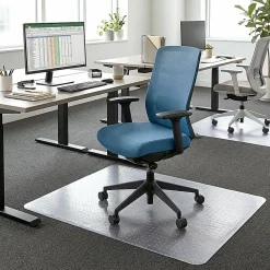 LorellĀ® PlushMat Medium Pile Studded Chair Mat, 46" x 60", Clear