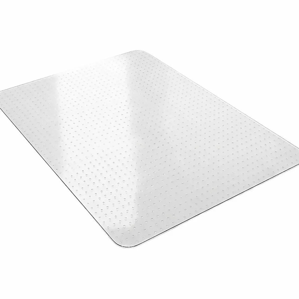 Lorell® PlushMat Medium Pile Studded Chair Mat, 46" x 60", Clear